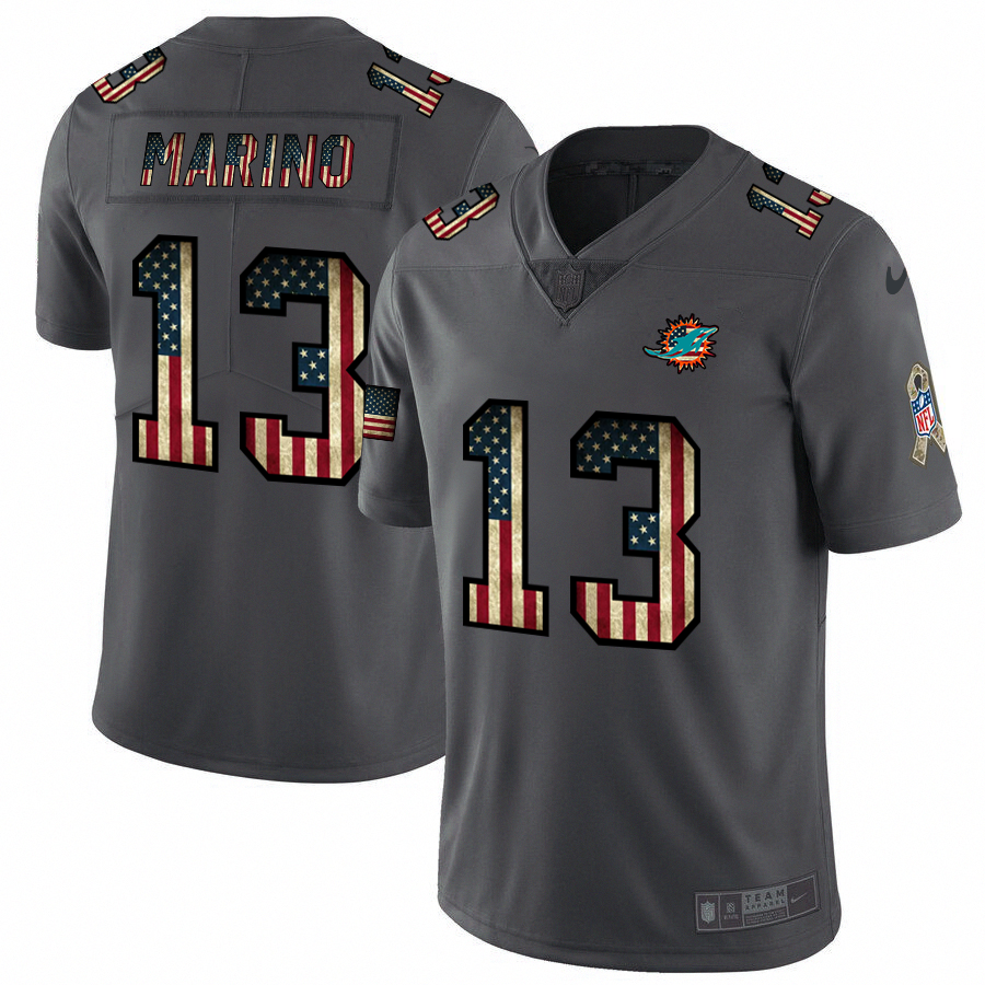 Miami Dolphins #13 Dan Marino 2018 Salute To Service Retro USA Flag Limited NFL Jersey->miami dolphins->NFL Jersey